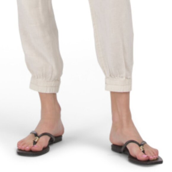 NEW Nicole Miller NY Cargo Pocket Joggers IN Cashmere BLUE 100% Linen  254 2S1 - Picture 5 of 5